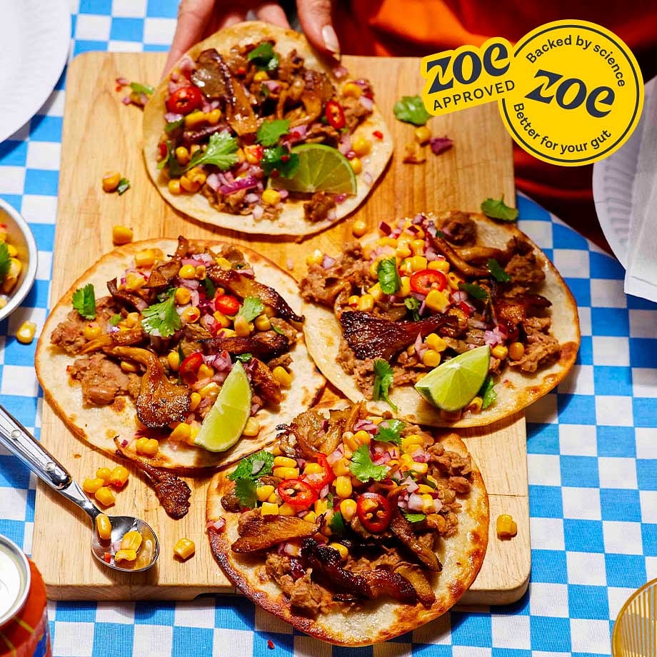 Mexican Pinto & Oyster Mushroom Tostadas, Zingy Sweetcorn Salsa