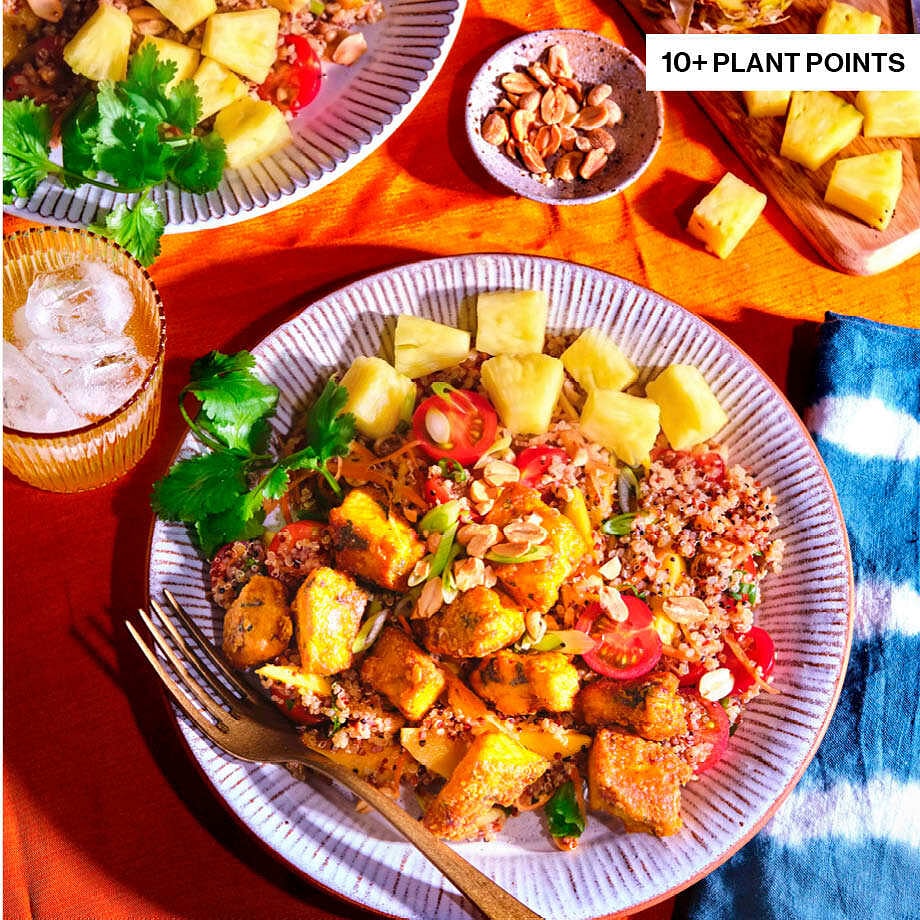 Crispy Tofu, Pineapple & Quinoa Salad with Tamari & Lime Dressing