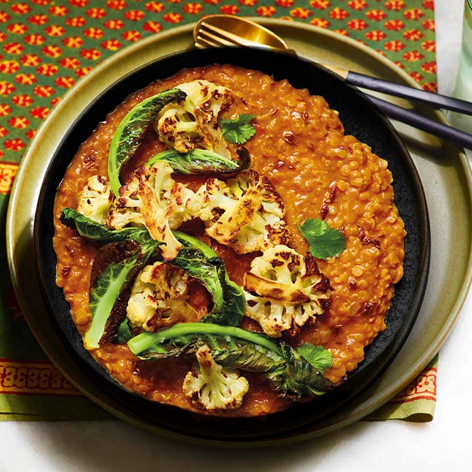 Curried Coconut Dal With Cumin Roasted Cauliflower