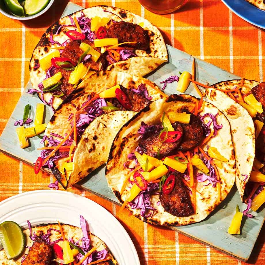 Fiery Jerk Tempeh Tacos with Pineapple Salsa