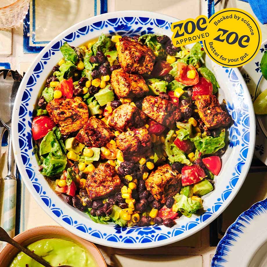 Speedy Cajun Tofu & Black Bean Salad with Avo & Lime Dressing