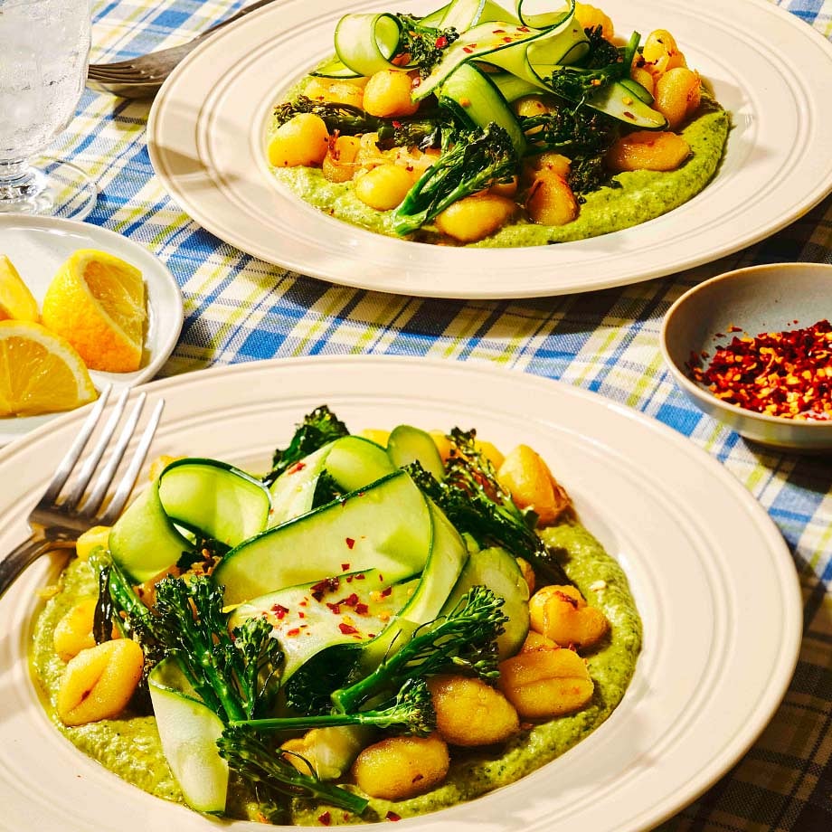 Tenderstem Broccoli Pesto with Pan-Fried Gnocchi & Courgette
